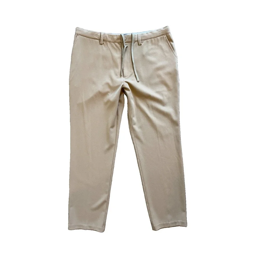 Quince Ultra Stretch 24/7 Smart Chino Pants Mens 36x30 Beige Drawstrings Preppy